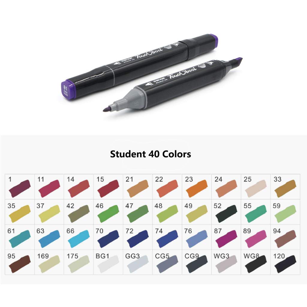 Climberty 40 Colors Dual Tip Twin Marker Pens Painting Kit Artist Necessary Graphic Marker Pen - Animation Design for Drawing Coloring Highlighting and Underlining with Black Bag Climberty 40 Colors Dual Tip Twin Marker Pens Painting Kit Artist Necessary Graphic Marker Pen - Animation Design for Drawing Coloring Highlighting and Underlining with Black Bag